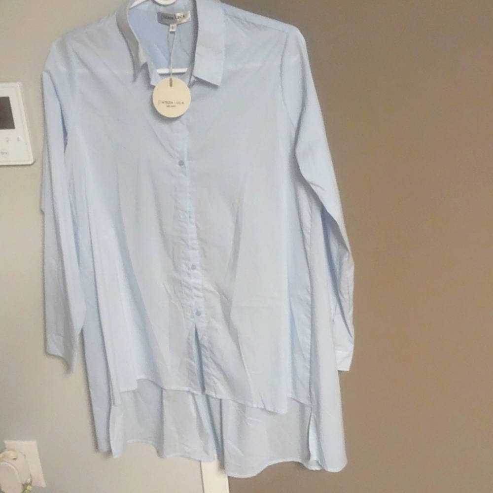 Cotton shirt for women by Patrizia Luca Milano sizeS blue color